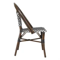 Chaises en rotin synthétique style parisien, mélange de pois noirs – Lot de 2