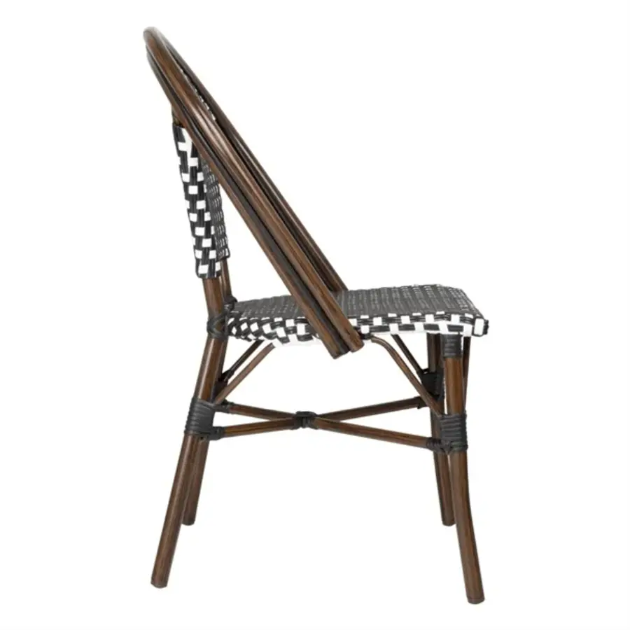 Chaises en rotin synthétique style parisien, mélange de pois noirs – Lot de 2