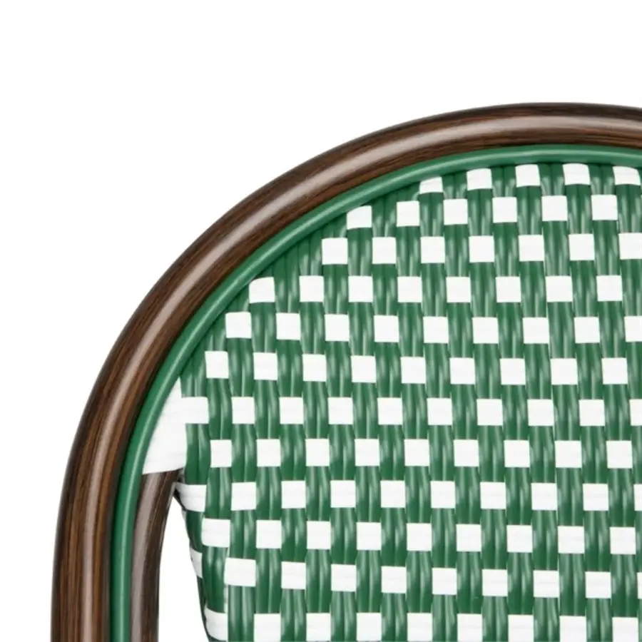 PE-Rattanstühle im Pariser Stil, grünes Punktmuster – 2er-Set