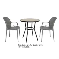 Table d'extérieur ronde noire 70 cm – Aspect aluminium et bois