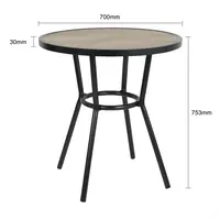 Runder Gartentisch Schwarz 70cm – Aluminium & Holzoptik