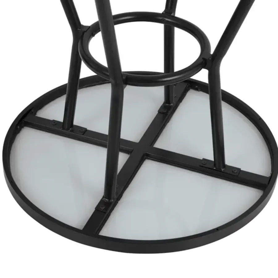 Table d'extérieur ronde noire 70 cm – Aspect aluminium et bois