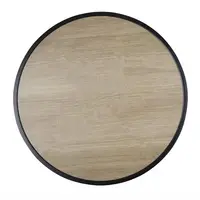 Runder Gartentisch Schwarz 70cm – Aluminium & Holzoptik