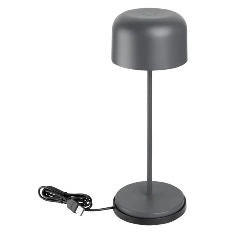 Lampe de table ronde dôme grise – Rechargeable, à intensité variable et sans fil – 300 mm