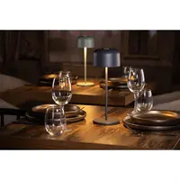 Lampe de table ronde dôme grise – Rechargeable, à intensité variable et sans fil – 300 mm