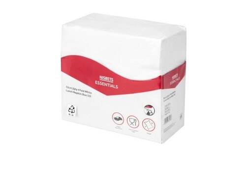  HorecaTraders 2-Ply 4-Fold White Lunch Napkins (50 pieces) 
