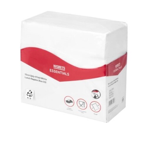 HorecaTraders 2-Ply 4-Fold White Lunch Napkins (50 pieces) 