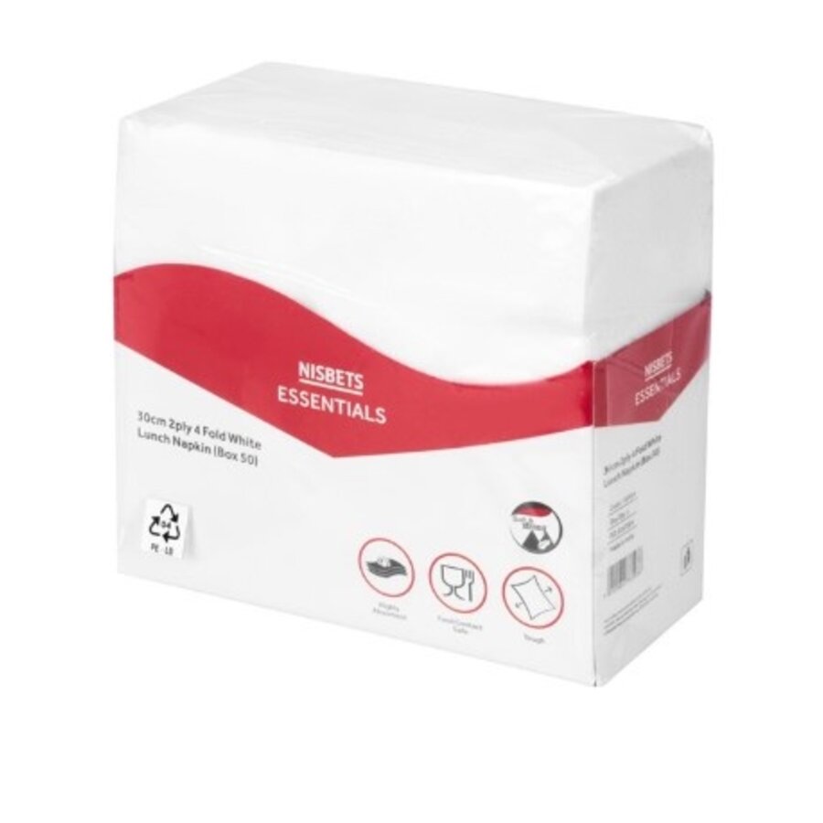 Serviettes de table blanches 2 plis 4 plis (50 pièces)