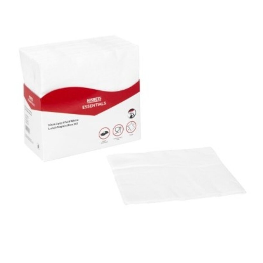 Serviettes de table blanches 2 plis 4 plis (50 pièces)