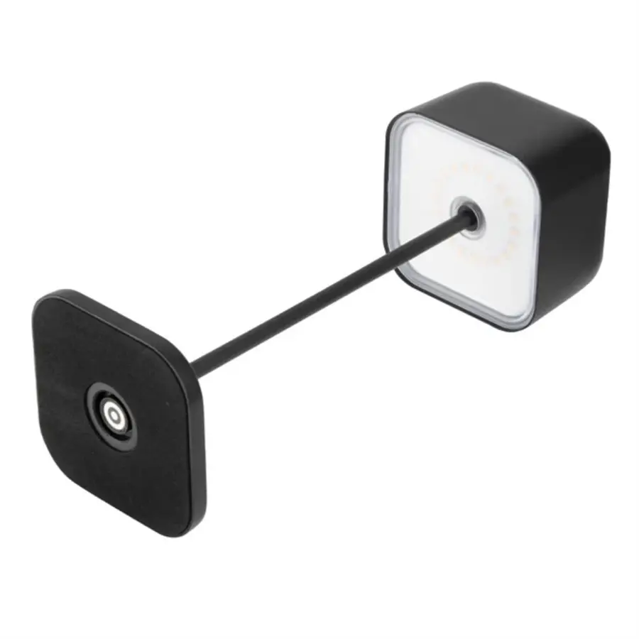 Lampe de table carrée noire – Intensité variable, sans fil et rechargeable – 300 mm