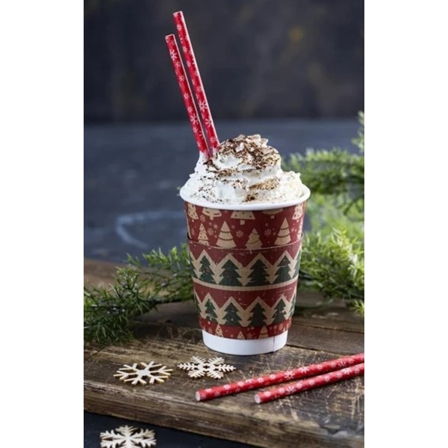 Snowflake Paper Straws 210mm (Pack of 250)