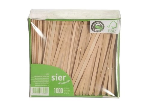  Sier disponables Rührstäbchen Holz (FSC®) 140 x 5 x 1,2mm (Karton 1000) 
