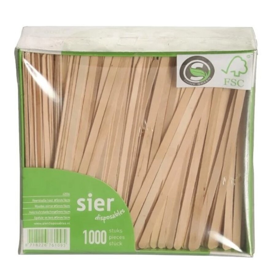 Rührstäbchen Holz (FSC®) 140 x 5 x 1,2mm (Karton 1000)