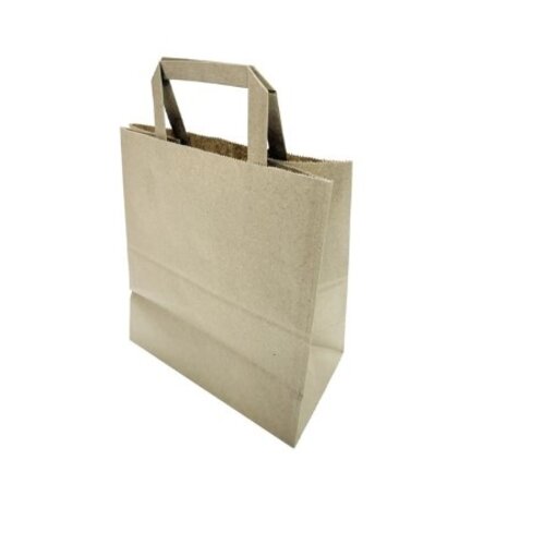 HorecaTraders Flat Handle Brown Paper Bags Large (250 pcs)   HorecaTraders Flat Handle Brown Paper Bags Large (250 pcs)