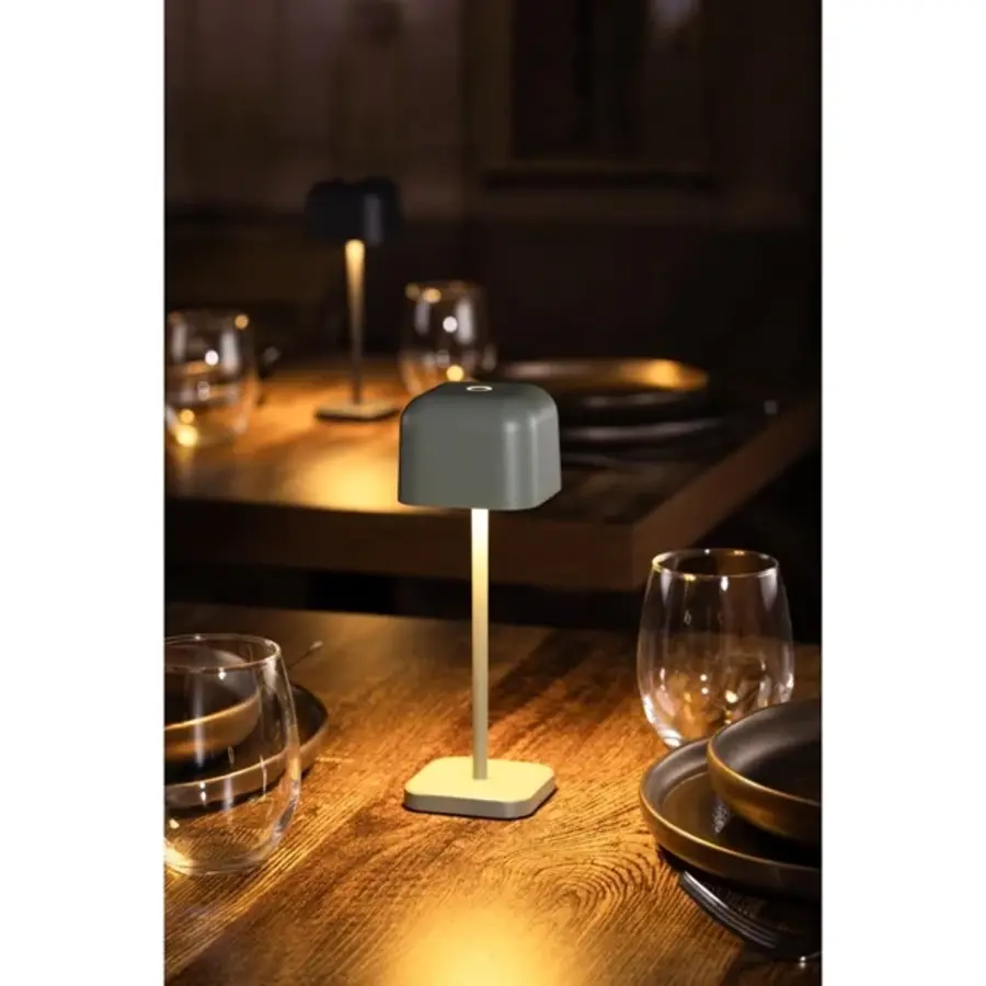 Lampe de table Lucca dôme carré sauge 200 mm