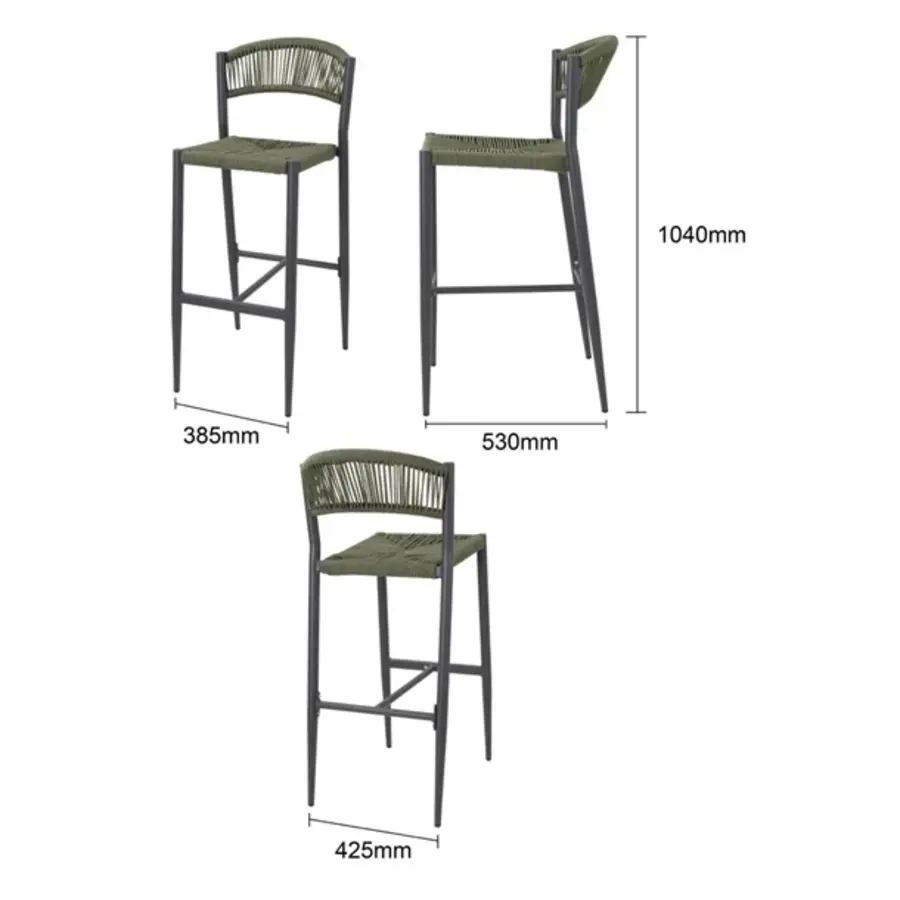 Eden PE woven rattan outdoor bar stools green (2 pieces)