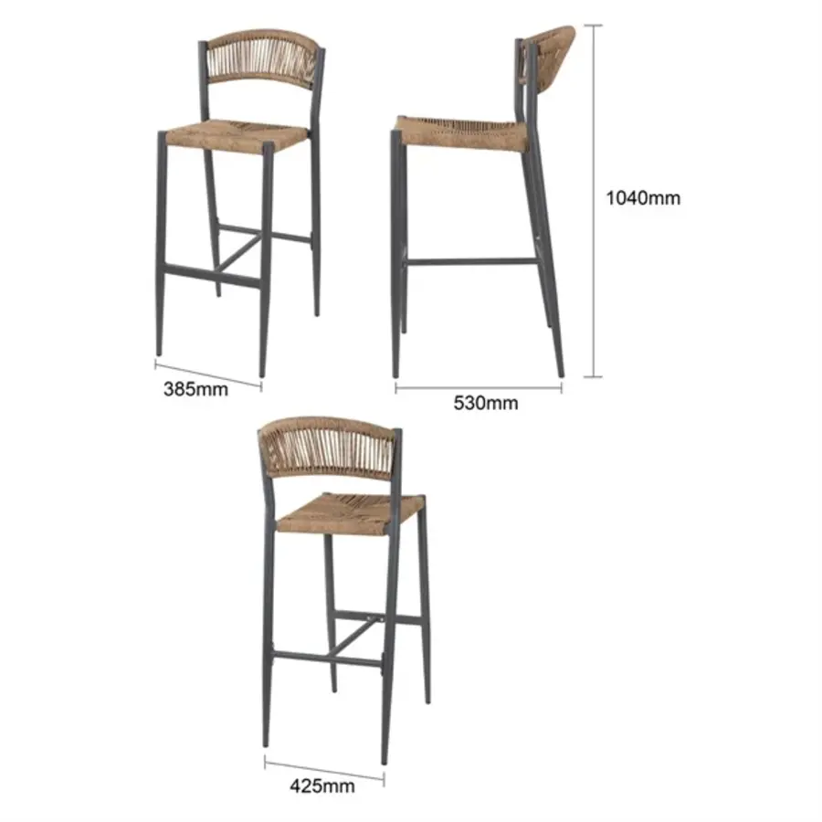 Eden PE gevlochten rattan outdoor barkrukken naturel (2stuks)