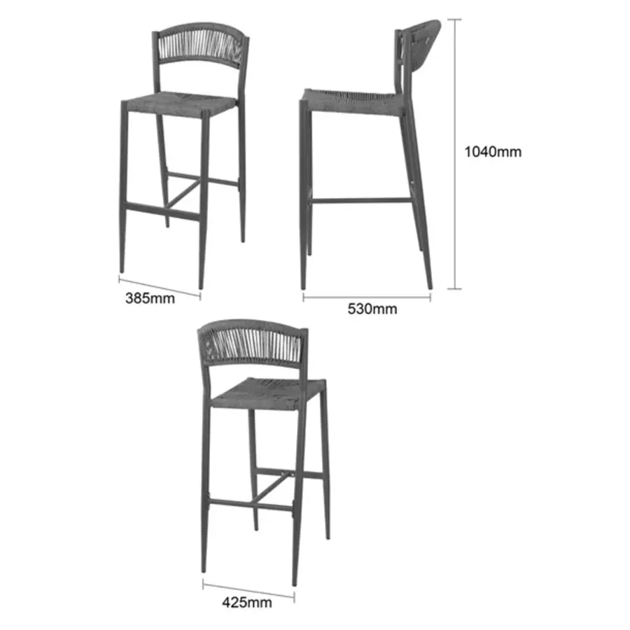 Eden PE woven rattan outdoor bar stools anthracite (2 pieces)