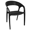 Bolero  Polyrattan Stuhl mit Armlehne Schwarz – 46,5 cm Sitzhöhe – Stapelbar – 4er Set – Indoor & Outdoor