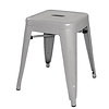 Tabourets bas Bistro 46 cm – Acier galvanisé – Lot de 4 – Gris industriel – Intérieur et extérieur