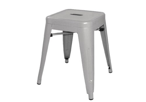  Bolero Niedriger Bistrohocker 46 cm – Verzinkter Stahl – 4er-Set – Industriegrau – Drinnen & Draußen 