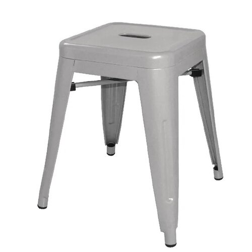  Bolero Tabourets bas Bistro 46 cm – Acier galvanisé – Lot de 4 – Gris industriel – Intérieur et extérieur 
