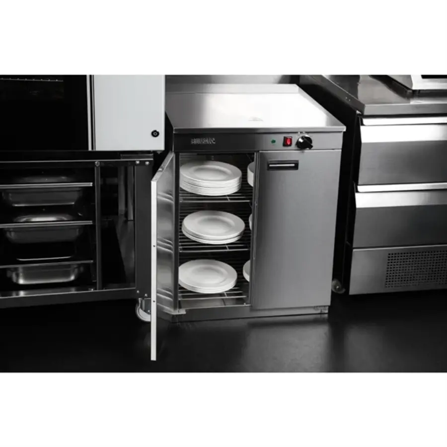 RVS Bordenwarmer 85x60x60cm – Zilver – 3 Planken - 120 borden