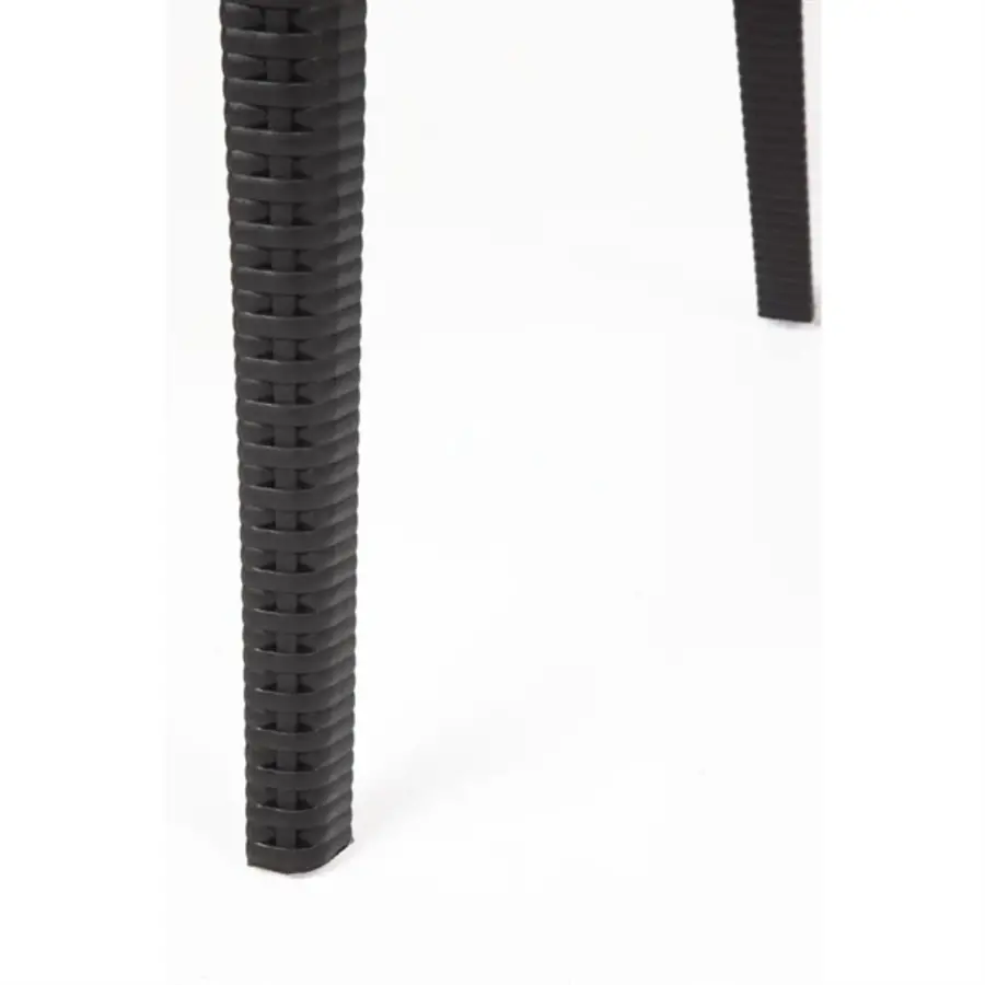 Chaise en polyrotin noir avec accoudoirs – Hauteur d'assise 46,5 cm – Empilable – Lot de 4 – Intérieur et extérieur