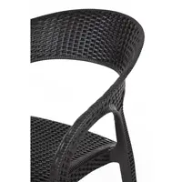 Polyrattan Stuhl mit Armlehne Schwarz – 46,5 cm Sitzhöhe – Stapelbar – 4er Set – Indoor & Outdoor