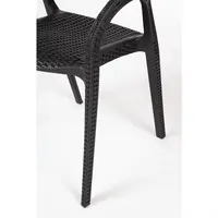 Polyrattan Stuhl mit Armlehne Schwarz – 46,5 cm Sitzhöhe – Stapelbar – 4er Set – Indoor & Outdoor