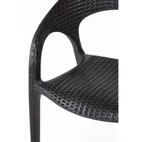 Polyrattan Stuhl mit Armlehne Schwarz – 46,5 cm Sitzhöhe – Stapelbar – 4er Set – Indoor & Outdoor