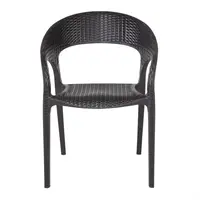 Polyrattan Stuhl mit Armlehne Schwarz – 46,5 cm Sitzhöhe – Stapelbar – 4er Set – Indoor & Outdoor