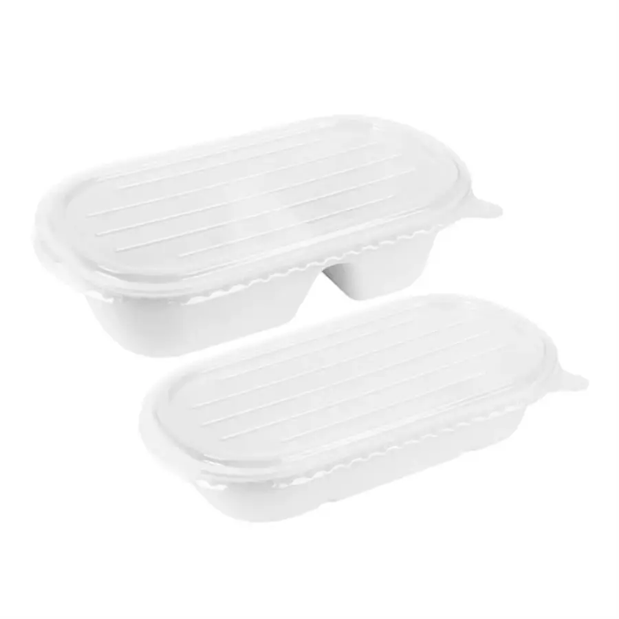 Kompostierbarer ovaler Behälter 850ml – 100 Stück – Bagasse