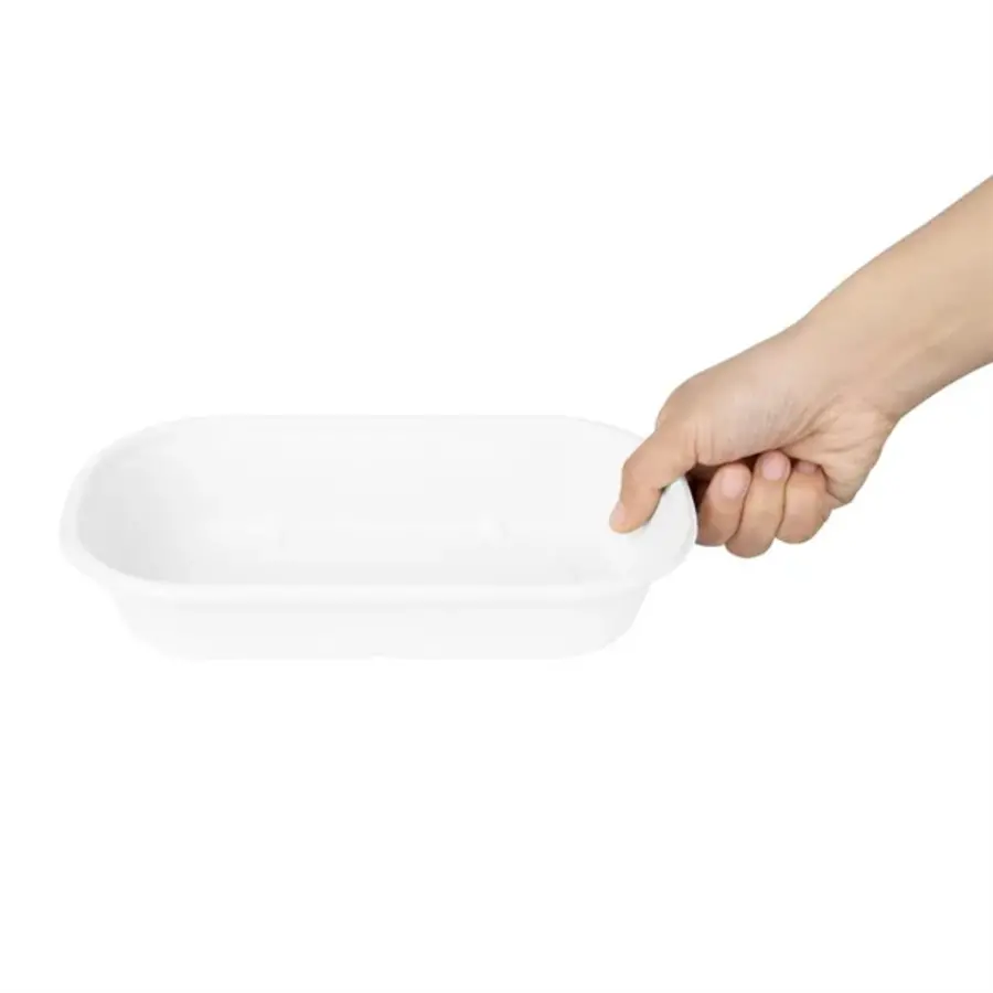 Kompostierbarer ovaler Behälter 850ml – 100 Stück – Bagasse