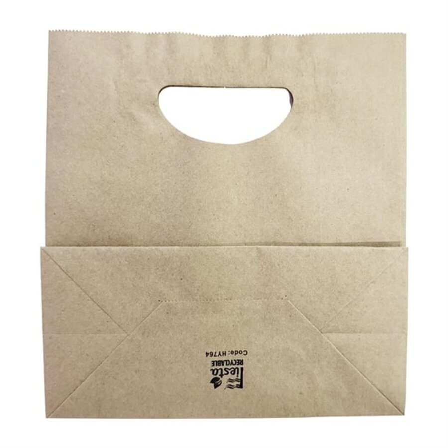 Papieren tas met D-handgreep bruin – medium 215x180 mm – 250 stuks
