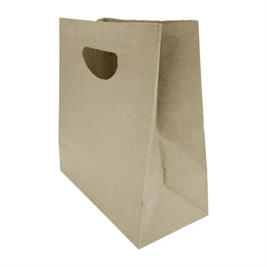Papieren tas met D-handgreep bruin – medium 215x180 mm – 250 stuks