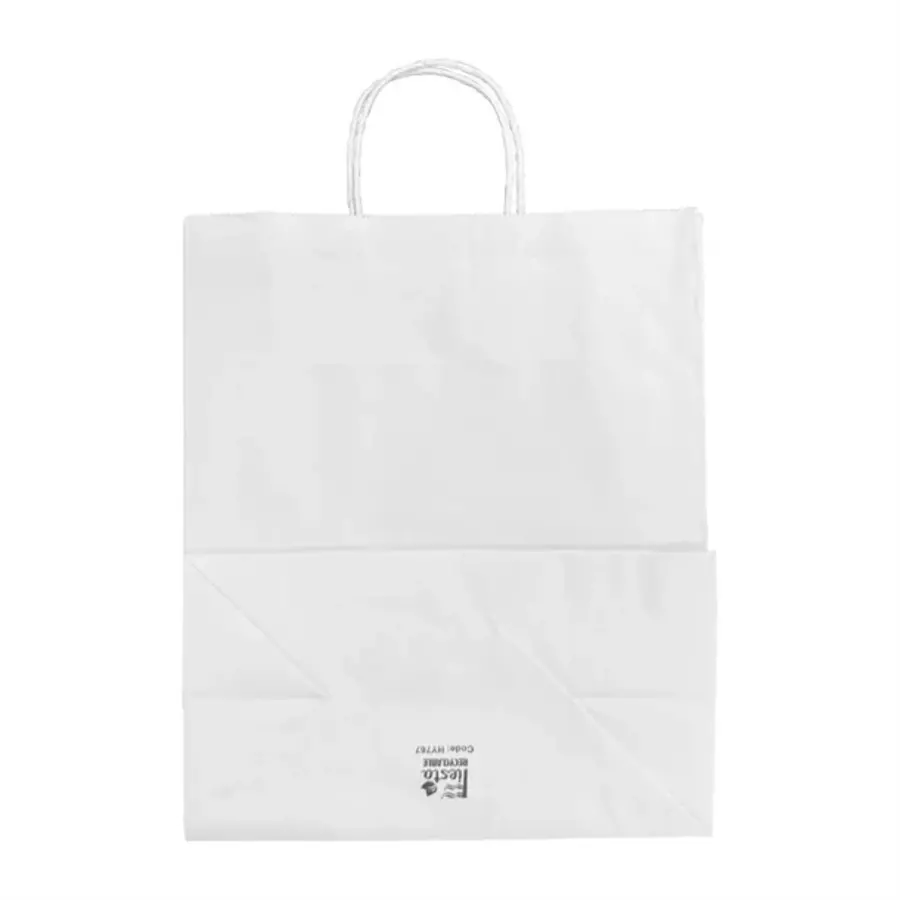 Recycelbare weiße Papiertragetasche mit gedrehtem Griff – Groß 255 x 305 mm – Packung mit 250 Stück