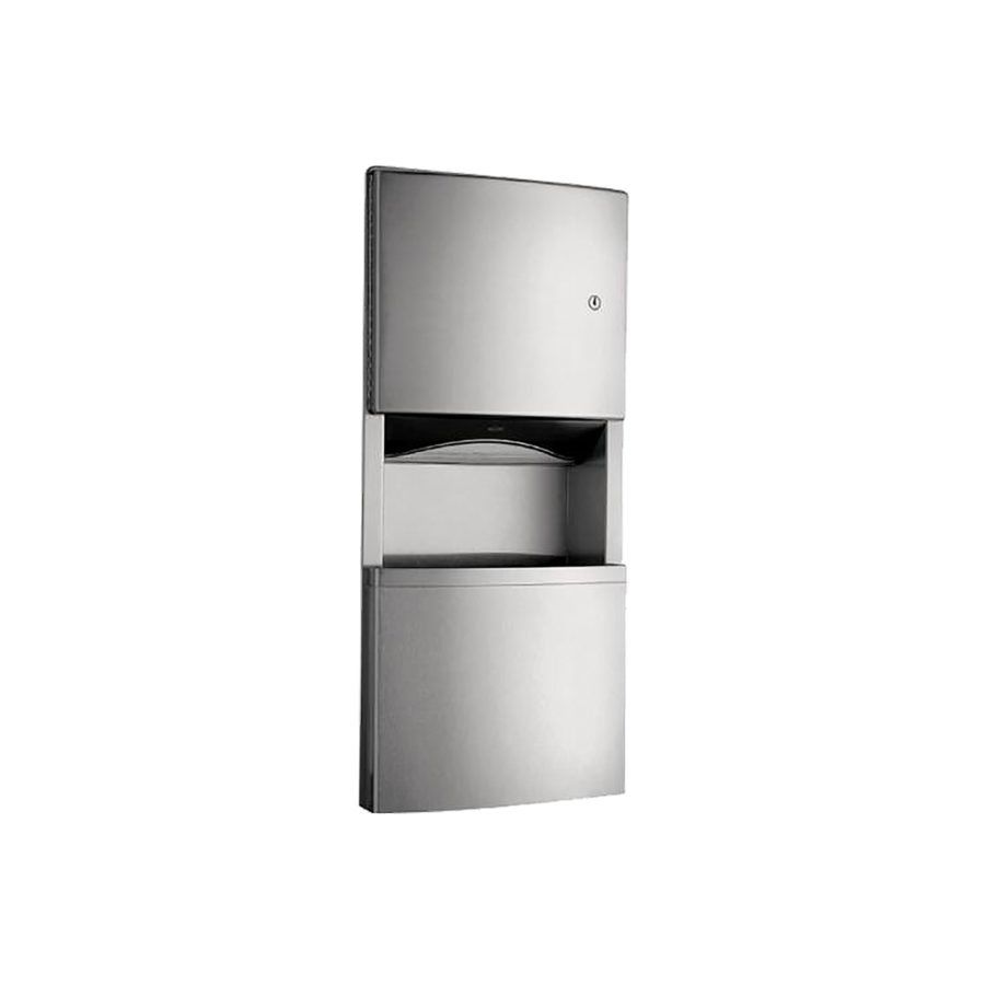 Handdoekverdeler met afvalbak – Inbouw – RVS – Zilver – 325x100x710 mm
