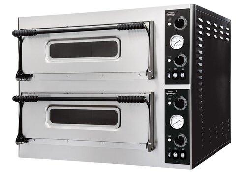  HorecaTraders Professional electric pizza oven – Double 2 x 4 Ø32 cm – For intensive use in pizzerias 