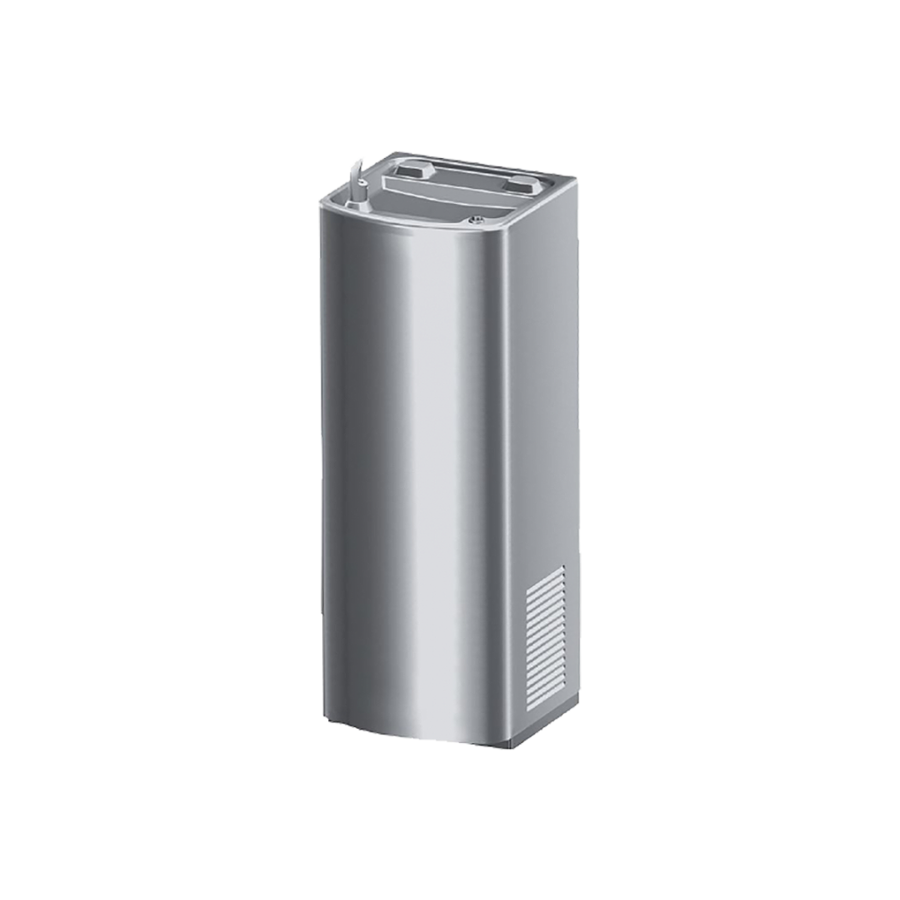 Drinking fountain with cooling – Stainless steel – Standing model for wall mounting – 381x382x1045 mm