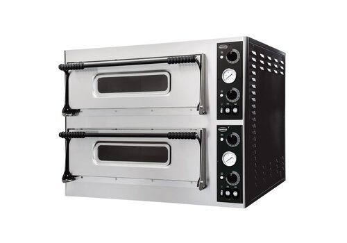  HorecaTraders Professional electric pizza oven – Double oven space – 2 x 6 pizzas Ø32 cm 