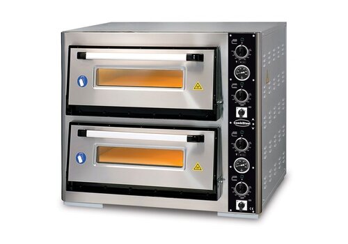  HorecaTraders Professional electric pizza oven – 2 x 6 pizzas Ø30 cm – with oven lighting 