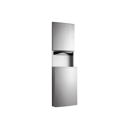  HorecaTraders Towel dispenser with waste bin – Stainless steel – Built-in model – 1430 mm – Satin finish 