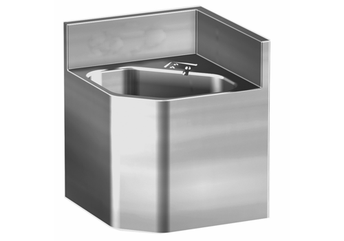  HorecaTraders Stainless steel corner washbasin – 330x330 mm – Brushed – Left or right mounting 