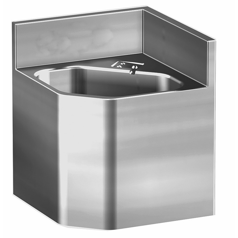 Stainless steel corner washbasin – 330x330 mm – Brushed – Left or right mounting