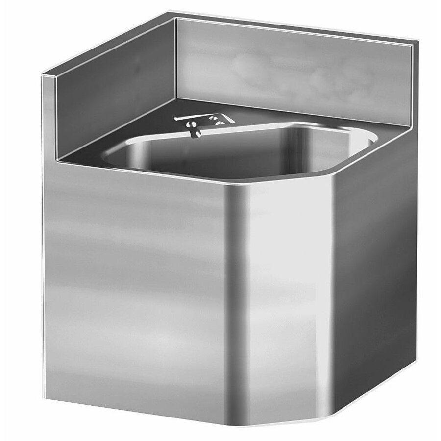 Stainless steel corner washbasin – 330x330 mm – Brushed – Left or right mounting