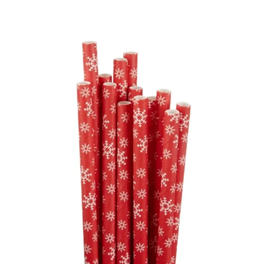 Sneeuwvlok Papieren Rietjes 210mm (Verpakking Van 250)