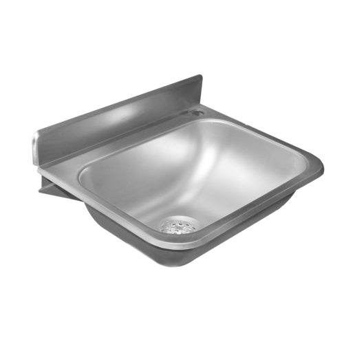  HorecaTraders Mini-lavabo mural avec dosseret – Acier inoxydable brossé – 380 x 300 x 130 mm – Pressé sans joint – Siphon inclus 
