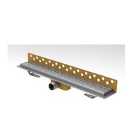 Caniveau de douche R-Line en acier inoxydable avec bride murale 900 x 62 mm ZU. Grille aveugle en acier inoxydable de 40 mm, garde d'eau de 25 mm (hauteur d'installation 65 mm).