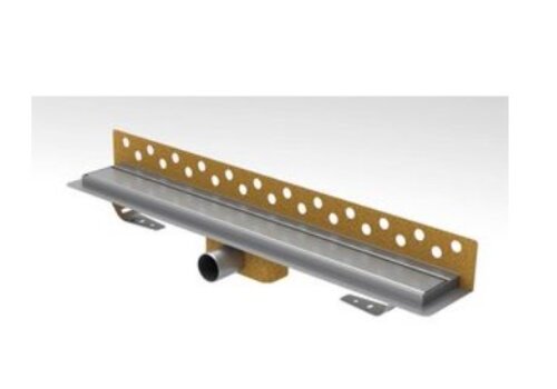  HorecaTraders Caniveau de douche R-Line en acier inoxydable avec bride murale 900 x 62 mm ZU. Grille aveugle en acier inoxydable de 40 mm, garde d'eau de 25 mm (hauteur d'installation 65 mm). 